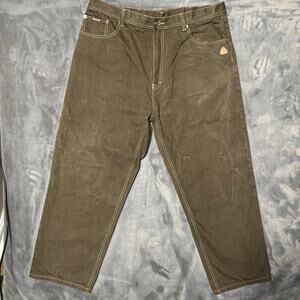 Akademiks Brown Jeans Men's 38 Retro Faded Y2K Straight Leg Hip Hop Workwear